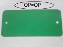 Metalen label groen  125x125x0,15mm 4 gaten  5 mm    750 stuks